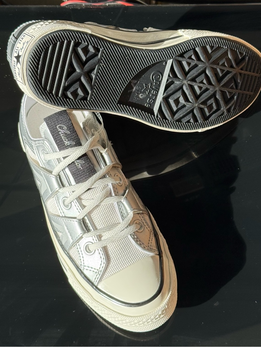 Converse Chuck 70 Low "Metallic Pack" Silver White Sneakers - Style A15188 6.5 - Picture 9 of 16